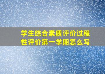 学生综合素质评价过程性评价第一学期怎么写