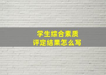 学生综合素质评定结果怎么写