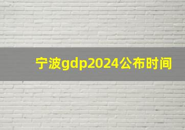 宁波gdp2024公布时间