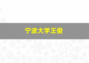 宁波大学王俊