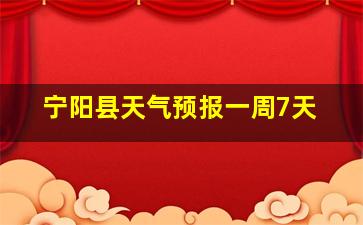 宁阳县天气预报一周7天