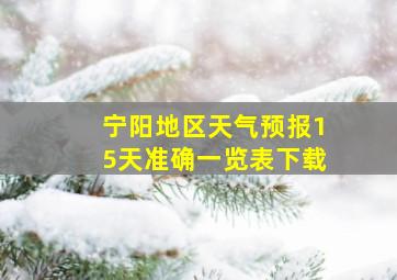 宁阳地区天气预报15天准确一览表下载