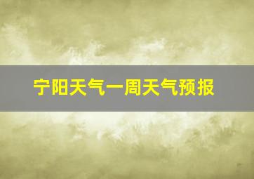 宁阳天气一周天气预报