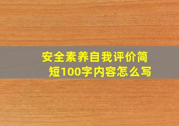 安全素养自我评价简短100字内容怎么写