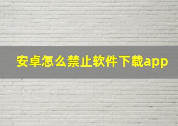 安卓怎么禁止软件下载app