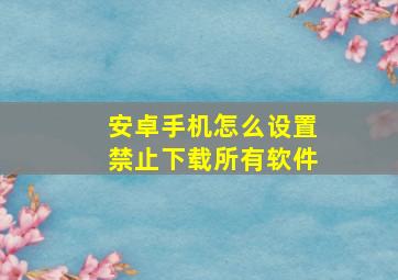 安卓手机怎么设置禁止下载所有软件