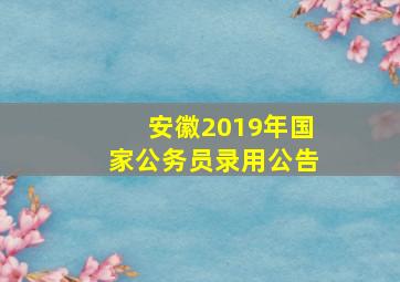 安徽2019年国家公务员录用公告