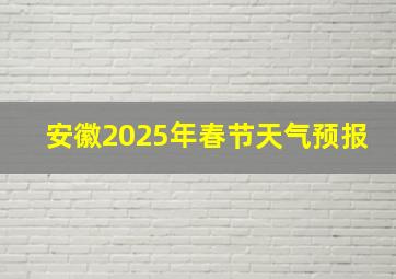 安徽2025年春节天气预报