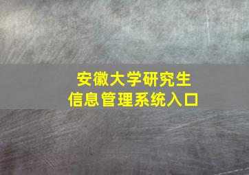 安徽大学研究生信息管理系统入口