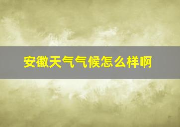 安徽天气气候怎么样啊