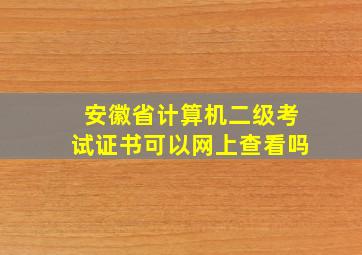 安徽省计算机二级考试证书可以网上查看吗