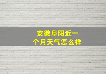 安徽阜阳近一个月天气怎么样