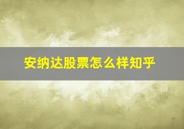 安纳达股票怎么样知乎