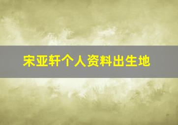 宋亚轩个人资料出生地