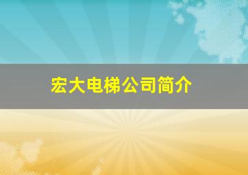 宏大电梯公司简介