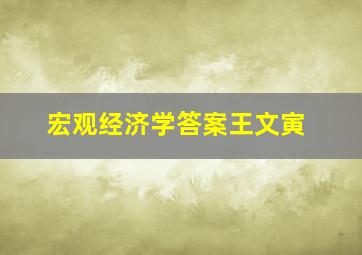 宏观经济学答案王文寅