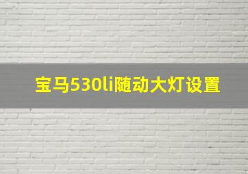 宝马530li随动大灯设置