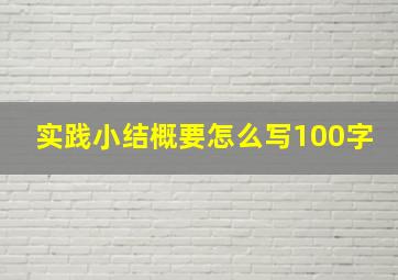 实践小结概要怎么写100字