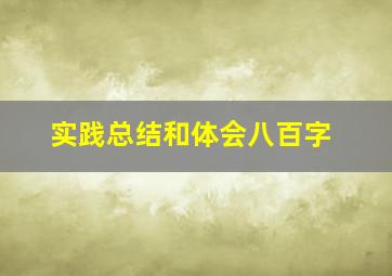 实践总结和体会八百字