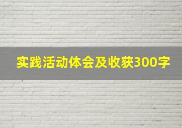 实践活动体会及收获300字