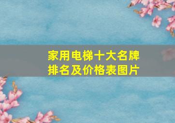 家用电梯十大名牌排名及价格表图片