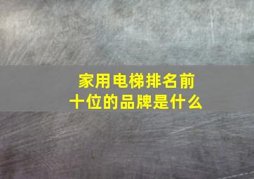 家用电梯排名前十位的品牌是什么