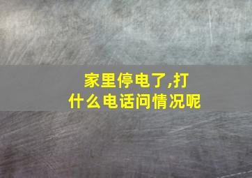 家里停电了,打什么电话问情况呢