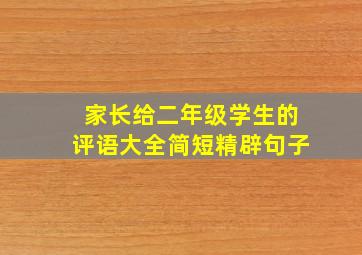 家长给二年级学生的评语大全简短精辟句子