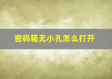 密码箱无小孔怎么打开