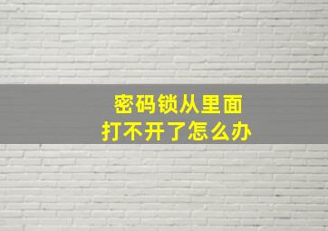 密码锁从里面打不开了怎么办