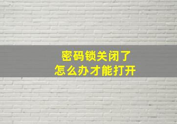 密码锁关闭了怎么办才能打开