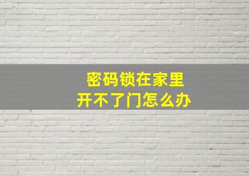 密码锁在家里开不了门怎么办