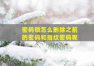 密码锁怎么删除之前的密码和指纹密码呢