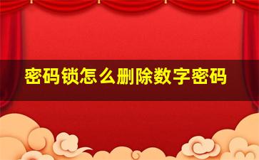 密码锁怎么删除数字密码