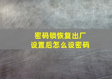 密码锁恢复出厂设置后怎么设密码