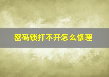 密码锁打不开怎么修理