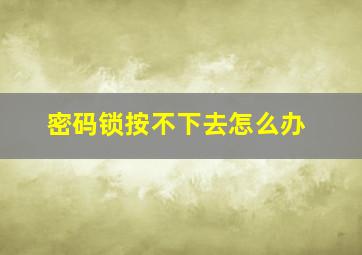 密码锁按不下去怎么办