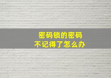 密码锁的密码不记得了怎么办