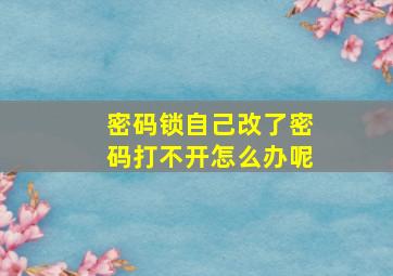 密码锁自己改了密码打不开怎么办呢