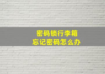 密码锁行李箱忘记密码怎么办