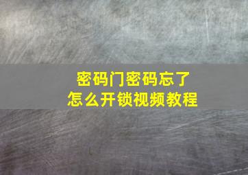 密码门密码忘了怎么开锁视频教程