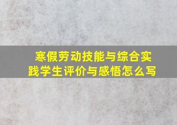 寒假劳动技能与综合实践学生评价与感悟怎么写