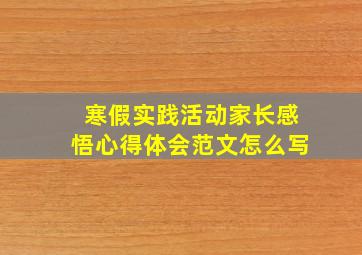 寒假实践活动家长感悟心得体会范文怎么写