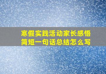 寒假实践活动家长感悟简短一句话总结怎么写