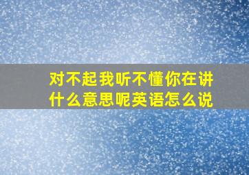 对不起我听不懂你在讲什么意思呢英语怎么说