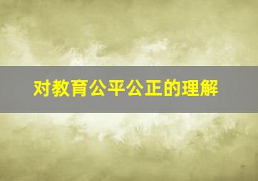 对教育公平公正的理解