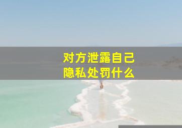 对方泄露自己隐私处罚什么