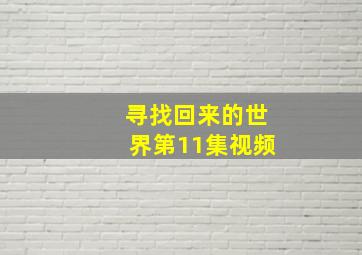 寻找回来的世界第11集视频