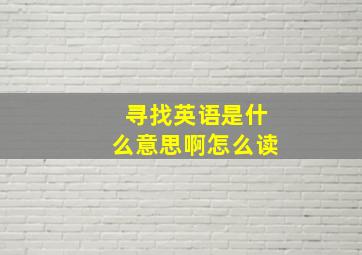 寻找英语是什么意思啊怎么读