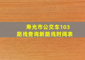 寿光市公交车103路线查询新路线时间表